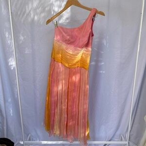 💗🧡 Y2k Silk Orange and Pink Fairy Midi Dress🧡💗